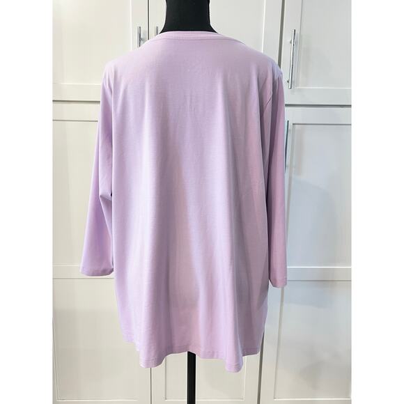 NEW Denim & Co. Essentials V-Neck 3/4 Sleeve Top Women's 1X Purple Tee D&Co. - Picture 4 of 6